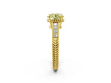 Yellow gold Fancy Yellow Round Cut Diamond Ring with Milgrain Pavé Band and Four-Prong Setting_22