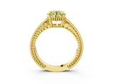 Yellow gold Fancy Yellow Round Cut Diamond Ring with Milgrain Pavé Band and Four-Prong Setting_23