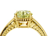 Yellow gold Fancy Yellow Round Cut Diamond Ring with Milgrain Pavé Band and Four-Prong Setting_24