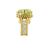 Yellow gold Fancy Yellow Round Cut Diamond Ring with Milgrain Pavé Band and Four-Prong Setting_25