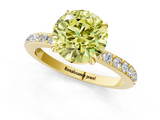 Yellow gold Fancy Yellow Round  Cut Diamond Ring with Pavé Band and Four-Prong Setting_1
