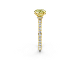 Yellow gold Fancy Yellow Round  Cut Diamond Ring with Pavé Band and Four-Prong Setting_2