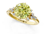 Yellow gold Fancy Yellow Round Cut Diamond Ring with Side Stones and Four-Prong Setting_43