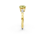 Yellow gold Fancy Yellow Round  Cut Diamond Ring with Tapered Baguette Side Stones in Four-Prong Setting_2
