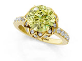 Yellow gold Fancy Yellow Round Cut Diamond Scalloped Halo Engagement Ring with Round Shared Prong Band_13
