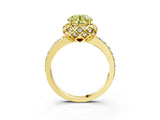 Yellow gold Fancy Yellow Round Cut Diamond Scalloped Halo Engagement Ring with Round Shared Prong Band_15
