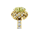 Yellow gold Fancy Yellow Round Cut Diamond Scalloped Halo Engagement Ring with Round Shared Prong Band_17