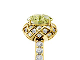 Yellow gold Fancy Yellow Round Cut Diamond Scalloped Halo Engagement Ring with Round Shared Prong Band_29