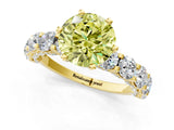 Yellow gold Fancy Yellow Round Cut Diamond Side Stone Engagement Ring with Four-Prong Setting_37