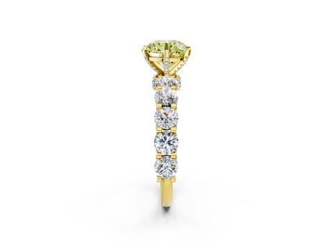 Yellow gold Fancy Yellow Round Cut Diamond Side Stone Engagement Ring with Four-Prong Setting_38
