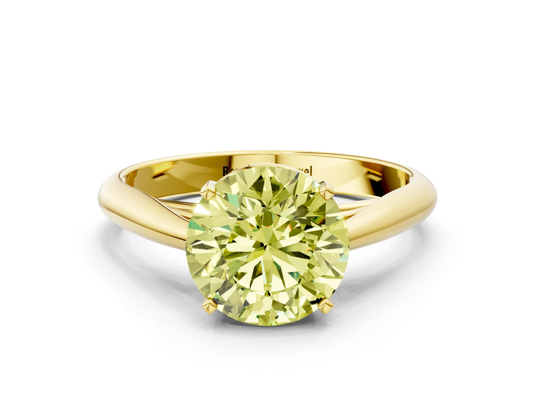 Yellow gold Fancy Yellow Round Cut Diamond Solitaire Engagement Ring with Cathedral Setting and Four-Prong Mount_84