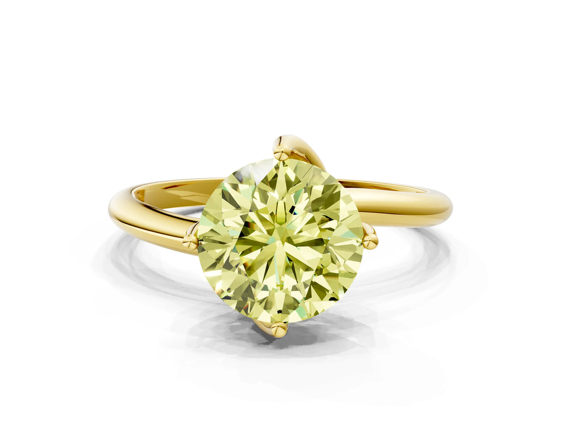 Yellow gold Fancy Yellow Round Cut Diamond Solitaire Engagement Ring with Four-Prong Setting and Classic Band_20