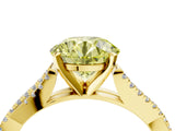 Yellow gold Fancy Yellow Round Cut Diamond Solitaire Engagement Ring with Twisted Pavé Band and Four-Prong Setting_52