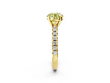 Yellow gold Fancy Yellow Round Cut Diamond Solitaire Pavé Engagement Ring with Round Band and Prong Setting_14