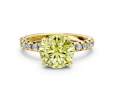 Yellow gold Fancy Yellow Round Cut Diamond Solitaire Pavé Engagement Ring with Round Band and Prong Setting_72