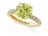 Yellow gold Fancy Yellow Round Cut Diamond Solitaire Pavé Engagement Ring with Round Band and Prong Setting_73