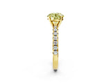 Yellow gold Fancy Yellow Round Cut Diamond Solitaire Pavé Engagement Ring with Round Band and Prong Setting_74