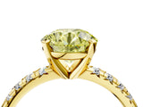 Yellow gold Fancy Yellow Round Cut Diamond Solitaire Pavé Engagement Ring with Round Band and Prong Setting_76