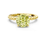 Yellow gold Fancy Yellow Round Cut Diamond Solitaire Ring with Beaded Band and Prong Setting_23