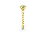 Yellow gold Fancy Yellow Round Cut Diamond Solitaire Ring with Beaded Band and Prong Setting_25