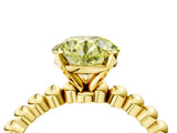 Yellow gold Fancy Yellow Round Cut Diamond Solitaire Ring with Beaded Band and Prong Setting_27