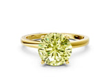 Yellow gold Fancy Yellow Round Cut Diamond Solitaire Ring with Classic Band and Four-Prong Setting
