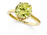 Yellow gold Fancy Yellow Round Cut Diamond Solitaire Ring with Flower Prong Setting and Classic Band_37