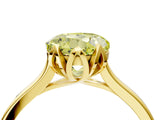 Yellow gold Fancy Yellow Round Cut Diamond Solitaire Ring with Flower Prong Setting and Classic Band_50