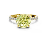 Yellow gold Fancy Yellow Round Cut Diamond Solitaire Ring with Four-Prong Setting and Pavé Band_3