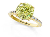 Yellow gold Fancy Yellow Round Cut Diamond Solitaire Ring with Four-Prong Setting and Pavé Band_4