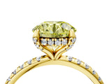 Yellow gold Fancy Yellow Round Cut Diamond Solitaire Ring with Four-Prong Setting and Pavé Band_7