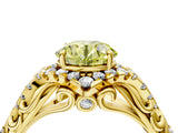 Yellow gold Fancy Yellow Round Cut Diamond Solitaire Ring with Hidden Halo and Pavé Band_31