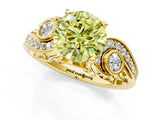 Yellow gold Fancy Yellow Round Cut Diamond Solitaire Ring with Milgrain Pavé Band and Four-Prong Setting_18