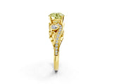 Yellow gold Fancy Yellow Round Cut Diamond Solitaire Ring with Milgrain Pavé Band and Four-Prong Setting_19