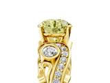 Yellow gold Fancy Yellow Round Cut Diamond Solitaire Ring with Milgrain Pavé Band and Four-Prong Setting_22