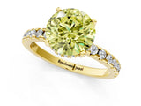 Yellow gold Fancy Yellow Round Cut Diamond Solitaire Ring with Pavé Band and Four-Prong Setting_17