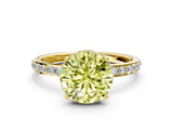 Yellow gold Fancy Yellow Round Cut Diamond Solitaire Ring with Pavé Band and Hidden Halo_21