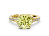 Yellow gold Fancy Yellow Round Cut Diamond Solitaire Ring with Pavé Band and Prong Setting_12