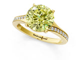 Yellow gold Fancy Yellow Round Cut Diamond Solitaire Ring with Pavé Band and Prong Setting_13