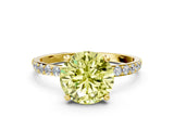 Yellow gold Fancy Yellow Round Cut Diamond Solitaire Ring with Pave Band and Four Prong Setting_22