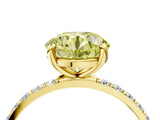 Yellow gold Fancy Yellow Round Cut Diamond Solitaire Ring with Pave Band and Four Prong Setting_26