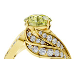 Yellow gold Fancy Yellow Round Cut Diamond Solitaire Ring with Prong Setting and Twisted Pavé Band_4