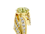 Yellow gold Fancy Yellow Round Cut Diamond Solitaire Ring with Prong Setting and Twisted Pavé Band_5