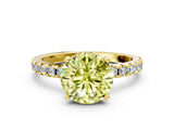 Yellow gold Fancy Yellow Round Cut Diamond Solitaire Ring with Round  Pavé Band and Four-Prong Setting_36