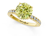 Yellow gold Fancy Yellow Round Cut Diamond Solitaire Ring with Round  Pavé Band and Four-Prong Setting_37