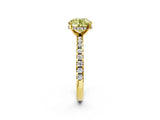Yellow gold Fancy Yellow Round Cut Diamond Solitaire Ring with Round  Pavé Band and Four-Prong Setting_38