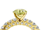 Yellow gold Fancy Yellow Round Cut Diamond Solitaire Ring with Shared Prong Pavé Band and Four-Prong Setting_38