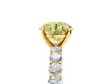 Yellow gold Fancy Yellow Round Cut Diamond Solitaire Ring with Shared Prong Pavé Band and Four-Prong Setting_39