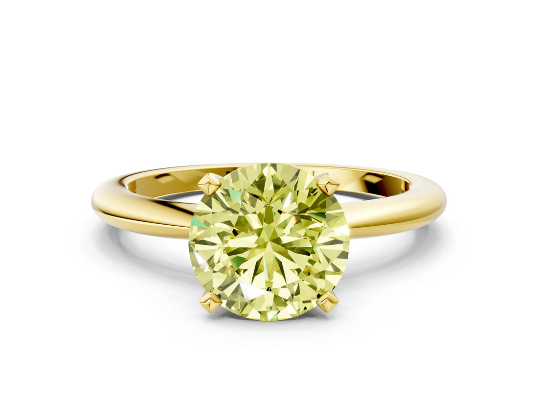 Yellow gold Fancy Yellow Round Cut Diamond Solitaire Ring with Six-Prong Setting and Classic Band_59