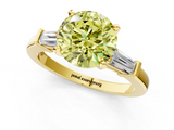 Yellow gold Fancy Yellow Round  Cut Diamond Solitaire Ring with Tapered Baguette Accents and Four-Prong Setting_1